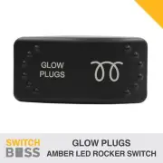 Glow Plugs (Momentary) LASER ETCHED Horizontal Rocker Switch AMBER LED 12v 24v