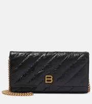 [Balenciaga] Balenciaga Crush quilted leather wallet on chain One Size black