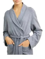 Etymology Women's Jersey knit Waffle Weave Robe one size fits most color BLUE