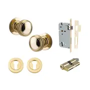 Iver Paddington Door Knob on Round Rose Entrance Kit Key/Key