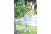Cotton Shorts with Elastic Waist - Baby Blue Gingham