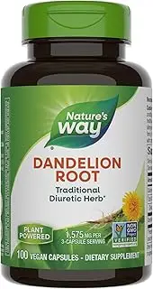 Nature's Way Dandelion Root; 525 mg Dandelion Root per serving; Non-GMO Project Verified; Gluten Free;Vegetarian;100 Vegetarian Capsules
