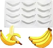 DUBENS 12 Cavity Banana Silicone Mould for Cake Chocolate Ice Tray Panna Cotta Pudding Jelly Candy Baking Mould