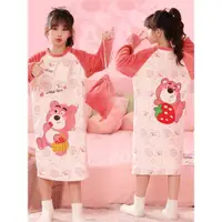 在飛比找ETMall東森購物網優惠-女童秋冬季法蘭絨草莓熊保暖睡裙