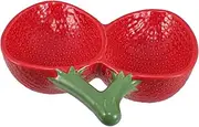 Hoement Strawberry Shape Ceramic Dessert Plate Decorative Appetizer Bowl for Salad Sashimi Snacks Unique Design with Meticulous Craftsmanship for Home Kitchen Decor