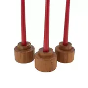 Mid Century Modern Vintage TEAK Wood Round Candle Holders Minimalist Set Of 3