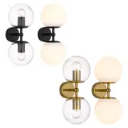 Eterna Indoor Wall Light 2Lt in Gold/Clear, Gold/Opal, Black/Clear or Black/Opal