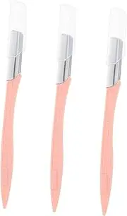 Generic 3pcs Straight Handle Eyebrow Trimmer Razor Hair Removal Products Face Eyebrow Shaver for Women Eye Brow Shaver Brow Scissors Professional Facial Tools Facial Hair Trimmer Pink Pp