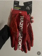 Nike Superbad 6.0 Team Issue NCAA Arkansas Razorbacks Football Gloves Men's 2XL