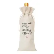 Wedding Wine Bag Officiant Gift Cotton Burlap Drawstring for Sister Bestie BFF