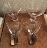 Mid Century Modern Thick Stem LP Martini Glass Barware-Set Of 4