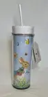 PETER RABBIT PLASTIC BPA FREE TUMBLER WITH STRAW LEMONADE MIX BLUE BUTTERFLIES