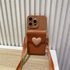 For iPhone Samsung Case Crossbody Cute Love Heart Wallet Bag Phone Cover +Strap