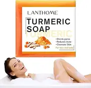 2 Pcs Natural Turmeric Soap Bar,Pure Natural Turmeric Soap Bar for Face Body | Turmeric Face Soap Reduces Acnes, Fades Scars, and Cleanses Skin, Turmeric Bar Soap for All Skin Types Strop-au