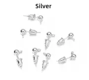 20 Pcs Basic Pins Metal Stud Earring & Back Stoppers DIY Jewelry Making Findings