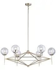 Bethel International 6-Light Iron Chandelier with Glass Globe Shades