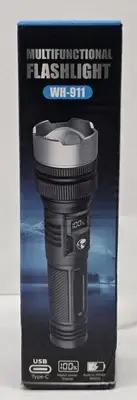 WH-911 LED Flashlight Rechargeable Zoom Torch USB Output Power Display Tactical