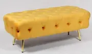 HandmadeTufted OTM / Velvet Bench with Chrome Gold Feet -Yellow colour