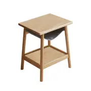 MIUZ 2x Oakwood Small Side End Table for Living Room Bedroom Decor with Magazine Holder