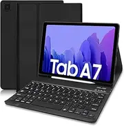 Lielax Keyboard Case for Samsung Galaxy Tab A7 10.4 Inch 2022/2020 (QWERTZ Layout), Magnetic Removable German Keyboard with Pencil Holder (SM-T500/T505/T507), Black