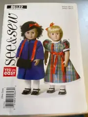 Butterick Pattern B6122 ~EASY SEE & SEW ~ 18" Doll Clothes -Dress~Coat~Hat~Muff