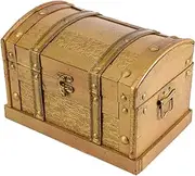 1pc Old Treasure Chest Mini Ornaments Retro Jewelry Box Vintage Jewelry Case Trinket Wooden Metal Child