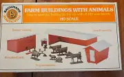 Bachmann Plasticville HO Scale Farm Buildings With Animals Kit #45-2652