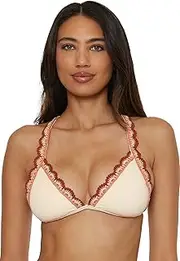 [Lucky Brand] Women's Malaga Crochet Trim Halter Bikini Top, Adjustable, Tie Back, Swimwear Separates
