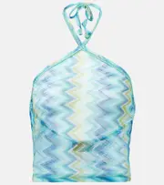 [Missoni] Missoni Zigzag sheer halterneck top UK 14 multicoloured