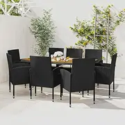9 Piece Dining Set Patio Chairs, Wicker Table, Apartment Chairs, Rattan Outdoor Furniture for Balcony & Garden