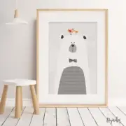 Nursery Wall Art Prints Scandinavian Animals, Lion, Hippo, Bear, Giraffe, Monkey
