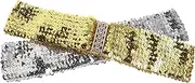 [Baluue] 2pcs Sequin Dress Belts Wide Stretch Cinch Belt for Women Elastic Waist Band with Buckle for Halloween Disco Party Outfit