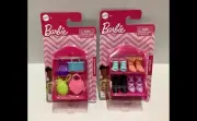 Barbie SET OF 2: Mattel Accessories Shoe & Handbag Pack Heels Boots Purses Bags