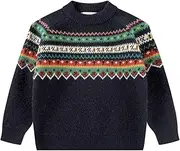 [SMILING PINKER] Toddler Boys Christmas Sweater Crewneck Long Sleeve Reindeer Santa Snowman Knit Pullover Chunky Top