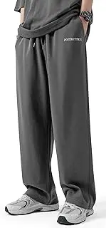 [CARTBIKE] Men's Cotton Sweatpants Loose Fit Baggy Straight Leg Sweat Pants for Men Open Bottom Lounge Yoga Pants with Pockets