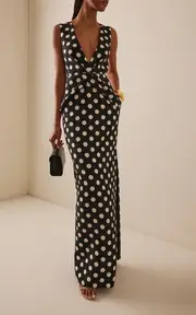 [Brandon Maxwell] Exclusive Riviera Polka-Dot Wool-Silk Maxi Dress
