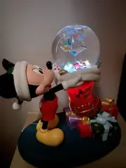 Rare NEW Disney Mickey Mouse & Tinker Bell Lighted Christmas Snow Globe