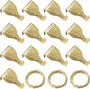 Picture Hanging Kit, 13 Picture Rail Hooks with 3 Rolls, 3M Picture Wires, Brass Plated Picture Rail Hanging Hooks, Picture Display Hanging System, Wall Picture Accessories Exhibition