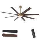 Ceiling Fan with Light and Remote Control, 6 Speed 72" Gold and Black/Walnut