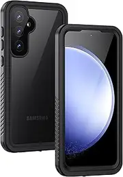 [Lanhiem] for Samsung Galaxy S23 FE Case, IP68 Waterproof Dustproof Case with Built-in Screen Protector, Full Body Heavy Duty Shockproof Protective Cover for Galaxy S23 FE - Black/Clear