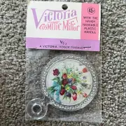 Vintage Victoria Vogue cosmetic purse desk mirror floral pattern NEW
