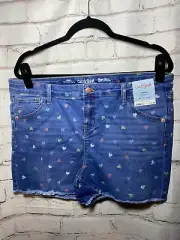 Cat Jack Target Girls Denim Jean cutoff Shorts Hearts Size XXLarge 18 plus
