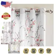 Soft Leaf Pattern Curtains - 2 Panels, Light Filtering & Grommet Top, 54x52 in