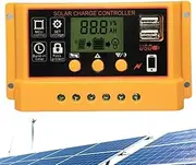 Solar Panel Charge Controller | 12v/24v Double USB Controller LED Display - Solar Panel Regulator, Pwm Auto Parameter for Farm, Automotive Use