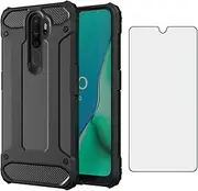 [Asuwish] Phone Case for Oppo A9 2020/A5 2020/A11/A11x with Tempered Glass Screen Protector Cover and Slim Thin Silicone Dual Layer Soft TPU Mobile Cell Accessories Protective 5A 9A Women Men Black