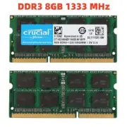 CRUCIAL DDR3 4GB 8GB 16GB 1333 PC3-10600 Laptop SODIMM 204-Pin Memory 10600s-