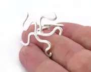 Octopus Stone Tentacle Ring Setting Oval Adjustable Shiny Silver brass 4938