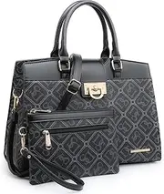 [Dasein] Handbags for Women Purses Monogram Satchel Purse Large Tote Ladies Handbag Shoulder Bags Top Handle Work Bag 2pcs Set
