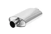 Proflow Muffler Oval 409 Stainless Steel Polished Flow Chamber 2-1/2in. Center Inlet To 2-1/2in. Center Outlet PFEEMS51516