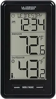 La Crosse Technology 308-43647-INT Digital Black Wireless Thermometer with Indoor Humidity